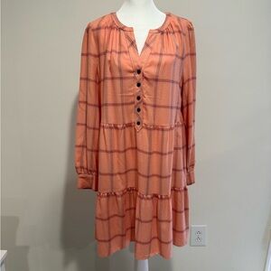 LOFT pink flannel mini dress size L